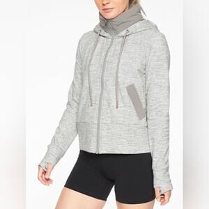ATHLETA Victory Primaloft Women's Grey Hoodie Full Zip Jacket Size Medium